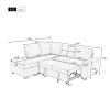 Sleeper Sectional Sofa, L-Shape Corner Couch Sofa-Bed with Storage Ottoman & Hidden Arm Storage & USB Charge for Living Room Apartment, Dark Gray