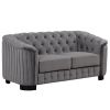 Modern 3-Piece Sofa Sets with Rubber Wood Legs,Velvet Upholstered Couches Sets Including Three Seat Sofa, Loveseat and Single Chair for Living Room Fu