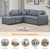 Sleeper Sectional Sofa, L-Shape Corner Couch Sofa-Bed with Storage Ottoman & Hidden Arm Storage & USB Charge for Living Room Apartment, Dark Gray