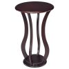 Cherry Round Accent Table with Faux Marble Top