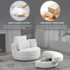 39"W Oversized Swivel Chair with moon storage ottoman for Living Room, Modern Accent Round Loveseat Circle Swivel Barrel Chairs for Bedroom Cuddle Sof