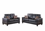 Living Room Furniture 2pc Sofa Set Espresso Faux Leather Tufted Sofa Loveseat w Pillows Cushion Couch