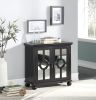 Classic Storage Cabinet 1pc Modern Traditional Accent Chest with Mirror Doors Antique Black Finish Pendant Pulls Wooden Furniture Living Room Bedroom