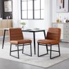 Upholstered Leather Dining Chairs Set of 2 With Metal Legs, Mid Century Modern Leisure Chairs for Kitchen Living Room Dining room Bistro Coffee Shop,B