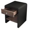 Mid Century Modern Style One-Drawer Nightstand, Walnut and Black