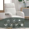 [Video] Welike 27.6"W Modern Accent High Backrest Living Room Lounge Arm Rocking Chair, Two Side Pocket ,Teddy White (Ivory)