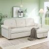 83" Modern Convertible Sleeper Sofa Bed with Storage Chaise,Beige(Old Sku:SG000344AAA)