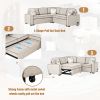 83" L-Shaped Pull Out Sofa Bed Modern Convertible Sleeper Sofa with 2 USB ports, 2 Power Sockets and 3 Pillows for Living Room, Bedroom, Office, Cream