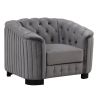 Modern 3-Piece Sofa Sets with Rubber Wood Legs,Velvet Upholstered Couches Sets Including Three Seat Sofa, Loveseat and Single Chair for Living Room Fu