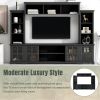 [VIDEO provided] ON-TREND Minimalism Entertainment Wall Unit with Bridge, Modern TV Console Table for TVs Up to 70", Multifunctional TV Stand with Tem