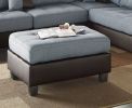 Contemporary Sectional Sofa Grey Polyfiber Linen Like Fabric Cushion Tufted Reversible 3pc Sectional Sofa L/R Chaise Ottoman Living Room Furniture Pil