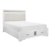 Modern Glam White Finish 1pc Queen Platform Bed with Drawers Storage Upholstered Headboard Silver Glitter Accent Wooden Bedroom Furniture