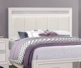 Modern Glam White Finish 1pc Queen Platform Bed with Drawers Storage Upholstered Headboard Silver Glitter Accent Wooden Bedroom Furniture