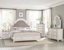 Antique White Finish 1pc Queen Size Bed Button-Tufted Upholstered Headboard Traditional Design Bedroom Furniture