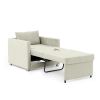 Sofa Bed Chair 2-in-1 Convertible Chair Bed, Lounger Sleeper Chair for Small Space with One Pillow, Beige Velvet