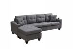 Left sectional sofa with footrest, convertible corner sofa with armrest storage, sectional sofa for living room and apartment, left chaise longue (gre