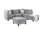 Simona 90" Gray Velvet 6Pc Modular Sectional Sofa