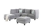 Simona 90" Gray Velvet 6Pc Modular Sectional Sofa