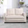 {VIDEO PROVIDED}Beige Folding Sofa Bed with Two Storage Pockets, Linen Convertible Foldable Couch Bed, Loveseat Sleeper Sofa, Sofa Bed Couch, Couches