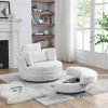 39"W Oversized Swivel Chair with moon storage ottoman for Living Room, Modern Accent Round Loveseat Circle Swivel Barrel Chairs for Bedroom Cuddle Sof