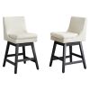 26" Upholstered Swivel Bar Stools Set of 2, Modern Linen Fabric High Back Counter Stools with Ergonomic Design and Wood Frame