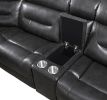 Sectional Sofa (Power Motion); Gray Leather-Aire (1Set/6Ctn) 54810