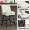 26" Upholstered Swivel Bar Stools Set of 2, Modern Linen Fabric High Back Counter Stools with Ergonomic Design and Wood Frame