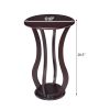 Cherry Round Accent Table with Faux Marble Top