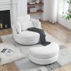 39"W Oversized Swivel Chair with moon storage ottoman for Living Room, Modern Accent Round Loveseat Circle Swivel Barrel Chairs for Bedroom Cuddle Sof