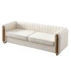 Contemporary Velvet Sofa Couch 84.25''W for Living Room, Beige