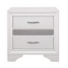 Glamorous Bedroom Furniture 1pc Nightstand of Drawers with Hidden Felt-Lined Jewelry Drawer White Finish and Silver Glitter