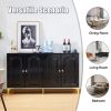 Buffet Sideboard Cabinet, 4 Doors Accent Storage Cabinet, Mid Century Modern Buffet Table with Adjustable Shelf, Console Table for Kitchen, Dining Roo