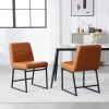 Upholstered Leather Dining Chairs Set of 2 With Metal Legs, Mid Century Modern Leisure Chairs for Kitchen Living Room Dining room Bistro Coffee Shop,B