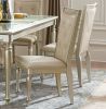 Traditional Design Formal Dining 5pc Set Table w Extension Leaf and 6 Side Chairs Crystal Button-Tufted Cushion Seat Silver Finish Furniture