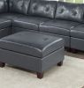 Contemporary Genuine Leather Black Tufted 6pc Modular Sectional Set 2x Corner Wedge 3x Armless Chair 1x Ottoman Living Room Furniture Sofa Couch