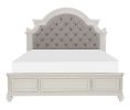 Antique White Finish 1pc Queen Size Bed Button-Tufted Upholstered Headboard Traditional Design Bedroom Furniture