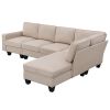 [VIDEO provided] [New] 104.3*78.7" Modern L-shaped Sectional Sofa,7-seat Linen Fabric Couch Set with Chaise Lounge and Convertible Ottoman for Living