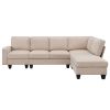 [VIDEO provided] [New] 104.3*78.7" Modern L-shaped Sectional Sofa,7-seat Linen Fabric Couch Set with Chaise Lounge and Convertible Ottoman for Living