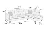 2-PCS SECTIONAL SET Living Room Furniture LAF Sofa And RAF Chaise Azure / Blue Color Linen Like Fabric Tufted Couch