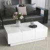 [VIDEO provided] ON-TREND Coffee Table with 2 large Hidden Storage Compartment, Extendable Cocktail Table with 2 Drawers, High-gloss Center Table with