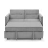 Loveseats Sofa Bed with Pull-out Bed, Adjsutable Back and Two Arm Pocket,Grey