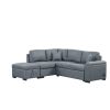 Sleeper Sectional Sofa, L-Shape Corner Couch Sofa-Bed with Storage Ottoman & Hidden Arm Storage & USB Charge for Living Room Apartment, Dark Gray