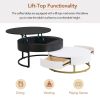 Modern Round Lift-top Nesting Coffee Tables with 2 Drawers White & Black