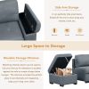 Sleeper Sectional Sofa, L-Shape Corner Couch Sofa-Bed with Storage Ottoman & Hidden Arm Storage & USB Charge for Living Room Apartment, Dark Gray