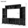 [VIDEO provided] ON-TREND Minimalism Entertainment Wall Unit with Bridge, Modern TV Console Table for TVs Up to 70", Multifunctional TV Stand with Tem