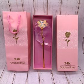 24K Luminous Color Gold Rose Flower Set (Option: Gold pink pack)