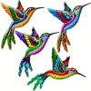 1pc/4pcs, Metal Hummingbird Wall Art Decor, Metal Colorful Birds 3D Outdoor Sculpture, Iron Outdoor Hanging Decor Ornaments, Metal Hand-made Bird Wall