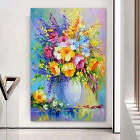 Oil Painting Hand Painted Vertical Abstract Floral / Botanical Modern Luxurious corridor living room bedroom decoration painting (size: 100X150cm)