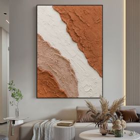 Handmade Textured Blush White and Brown Acrylic Painting Oversized Art Brush Stroke Modern Wall Art Extra Large Handmade Painting on Canvas Frameless (style: 3, size: 60X90cm)