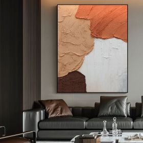 Handmade Textured Blush White and Brown Acrylic Painting Oversized Art Brush Stroke Modern Wall Art Extra Large Handmade Painting on Canvas Frameless (style: 1, size: 50X70cm)